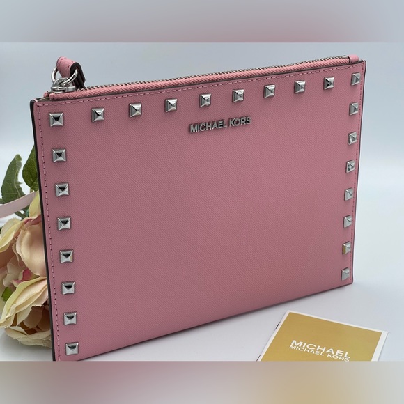 Michael Kors Jet Set Travel XL Studded Clutch Wristlet - Picture 3 of 9